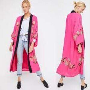 Free People embroidered kimono coat oversized size small